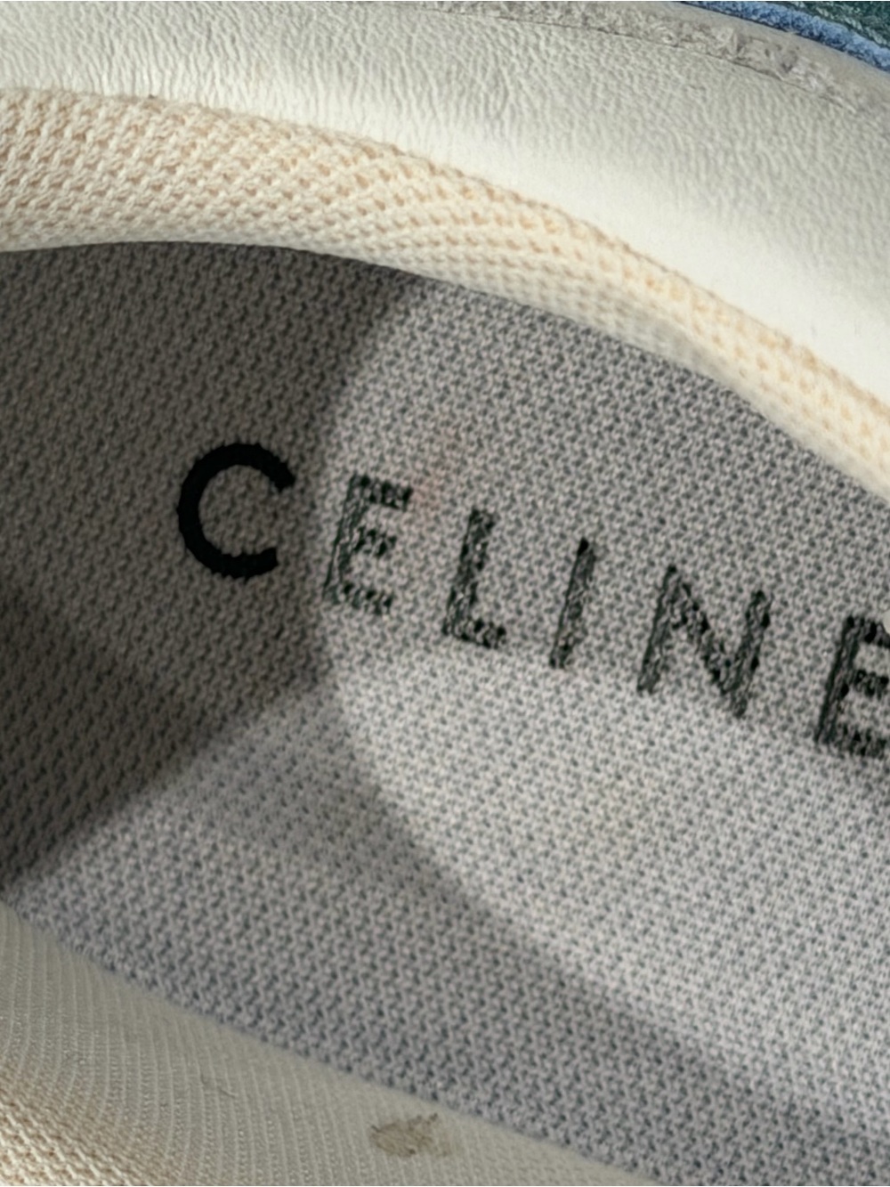 Celine White Leather Sneakers with Metallic Light Blue Detailing - Picture 5 of 8